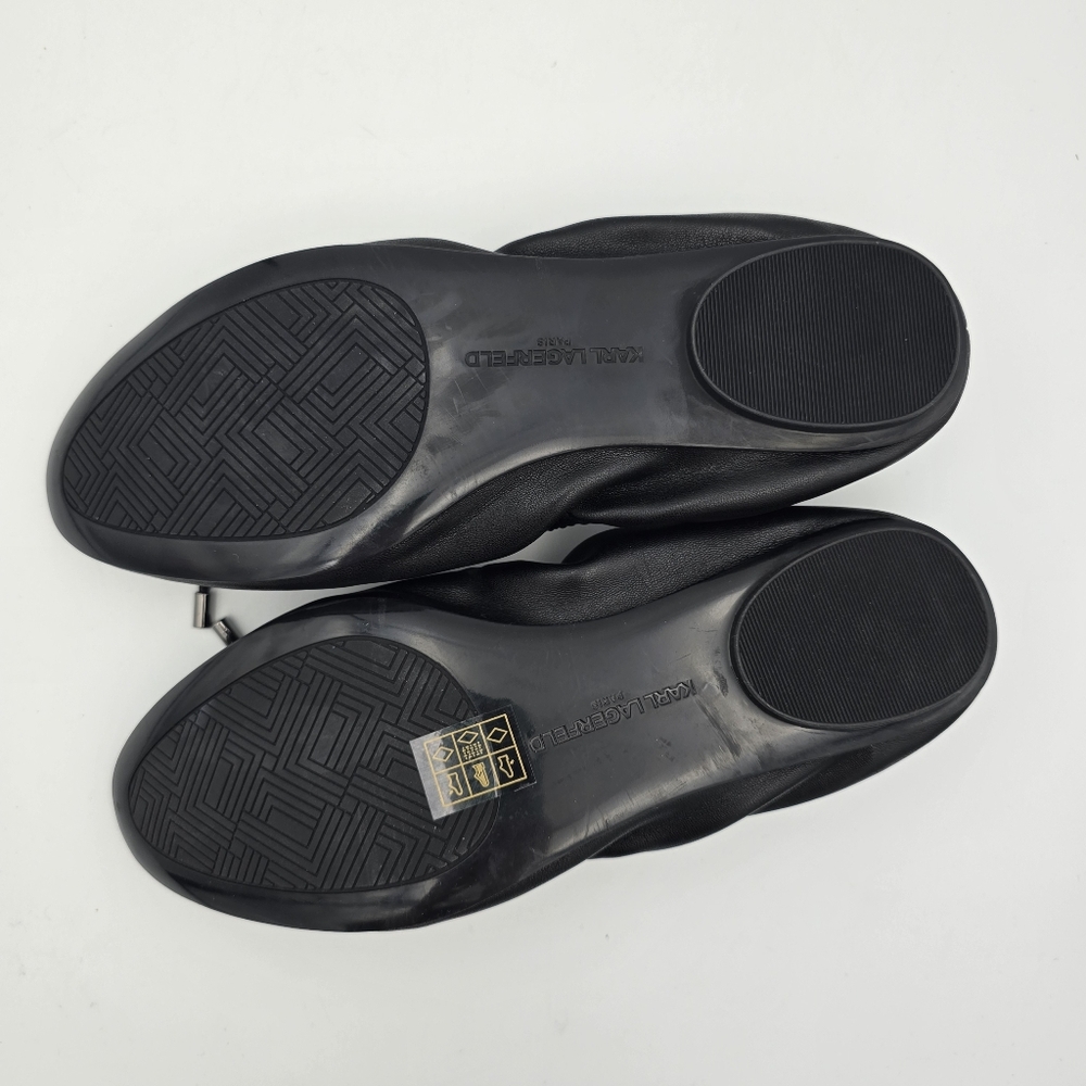 Karl Lagerfeld Paris Velma Almond Toe Ballet Flats, Dark Black, Women's 6.5M - Picture 10 of 11